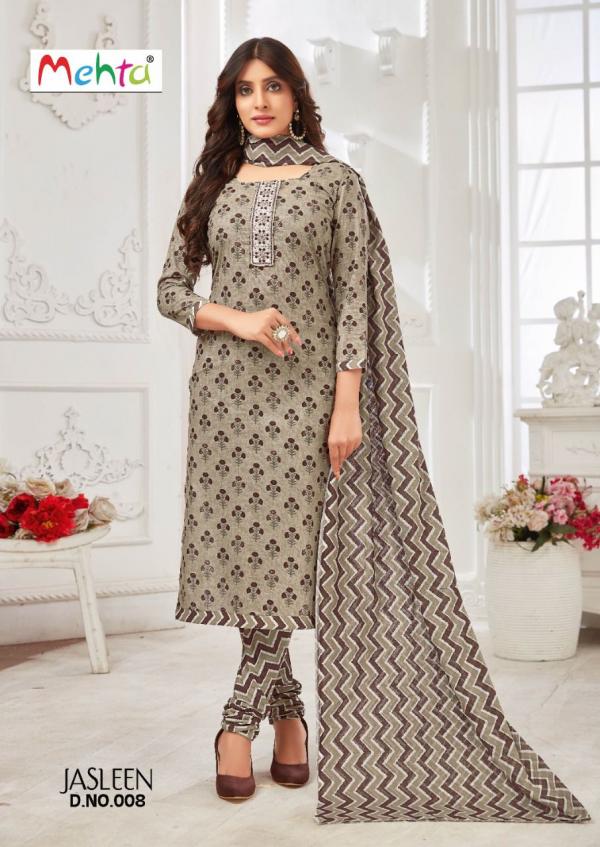 Mehta Jasleen Cambric Cotton Designer Patiyala Suit